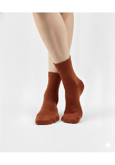 Ozzy Socks Kadın 4 Çift Bambu Lastiksiz Sıkmayan Diabetik Bilek Çorap Kiremit