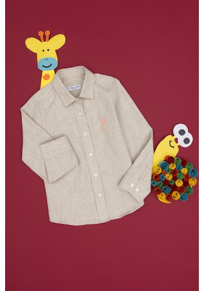 U.s. Polo Assn. Kız Çocuk Ekru Gömlek Desenli 50297426-vr019 Ekru