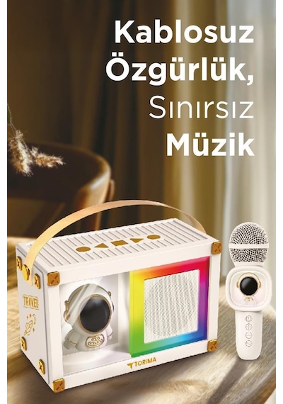 Torima KIDMIC06 RGB Astronot Figürlü Mikrofonlu Karaoke Bluetooth Hoparlör