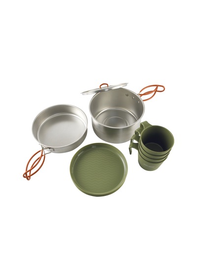 Easy Camp Moss 4 Cook Set 4 Kişilik Paslanmaz Tencere Tava Çelik Kamp Yemek Seti Gümüş