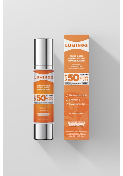 Luminos Çinko Oksit Mineral Filtreli Doğal Güneş Kremi SPF50+ 50 ML
