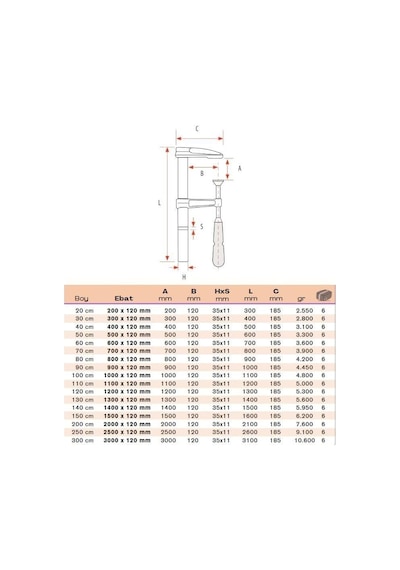 BULUT Büyük İşkence Döküm 250 cm 2500x120mm
