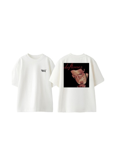 Thewert Deftones 1 Tasarım Sırt Baskılı Pamuk Beyaz Oversize T-shirt