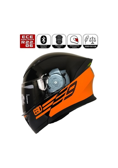 Fr-965 Ego Red Motosiklet Kaskı Çene Açılır Güneş Vizörlü Motorcu Kask Çok Renkli