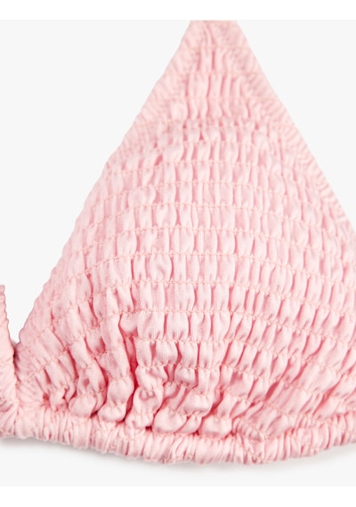 Koton Koton X Sibil Çetinkaya - Dokulu Üçgen Bikini Üstü Pembe 6sak10072mm Gül