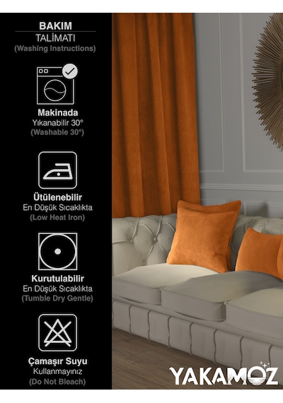 Br Yakamoz Portakal Rengi Kırlent , Yastık Kılıfı Kadife Görünümlü Velvet Touch Serisi Portakal Rengi