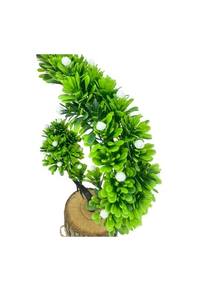 Yapay Çiçek Beyaz Çiçekli Bonsai Ağacı Dekoratif Kütük Saksıda Yapay Ağaç Bonzai Hilal Model