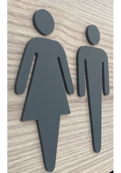 Mat Antrasit Kadın Ve Erkek Wc Yönlendirme Seti
