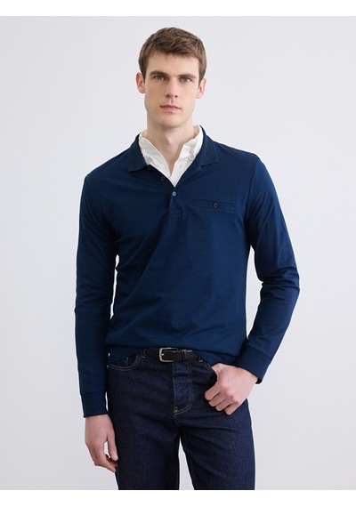 Lcwaıkıkı Classic Lacivert Polo Yaka Uzun Kollu Erkek Tişört