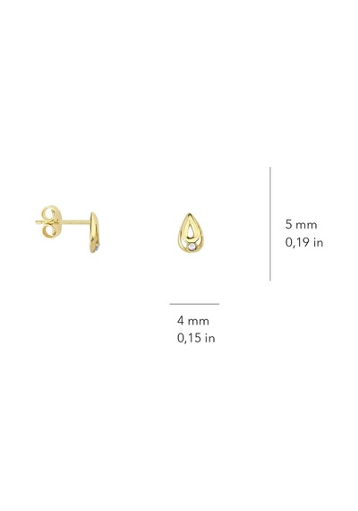 Goldkupe 14 Ayar Altın Minik Taşlı Damla Küpe 0,64 Gr-4094