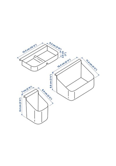 Ikea Vısslaån Çekmece Düzenleyici, Gri, 3'lü Set