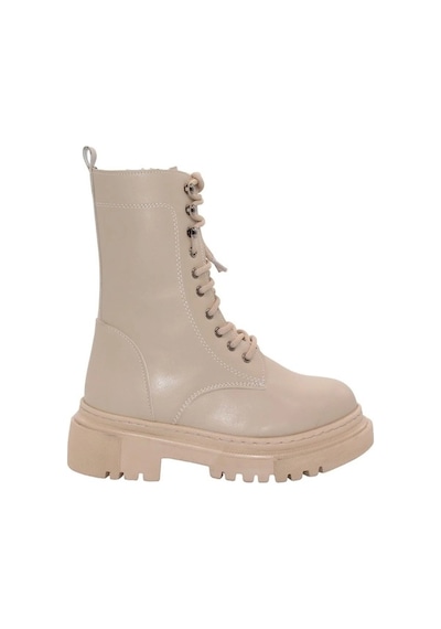 Mergenshoes B308 Ten Fermuarlı Bağcıklı Kadın Bot Ten