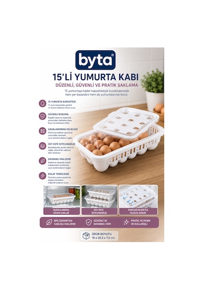 15'li Kapaklı Yumurta Saklama Kabı Buzdolabı Yumurta Organizeri Yumurtalık Saklama Kutusu Plastik Düzenleyici Bpa İçermez Beyaz