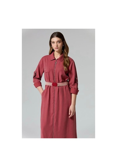 Fuat Gürsen Kemerli Elbise Bordo - 715086443 Bordo
