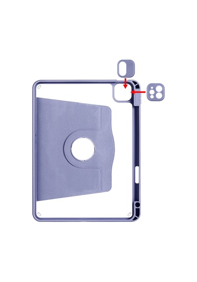 İpad Pro 11 2021 3.nesil A2377-a2459-a2301-a2460 Uyumlu Kalem Bölmeli Dönebilen Standlı Termik Tablet Kılıfı - Siyah - T25984