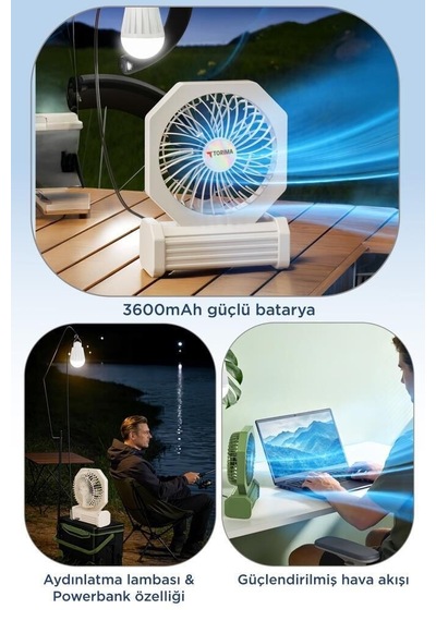 Özel Üretim Şarjlı Masaüstü Vantilatör Powerbank 3600 Mah F58 Taşınabilir Odası Ofis