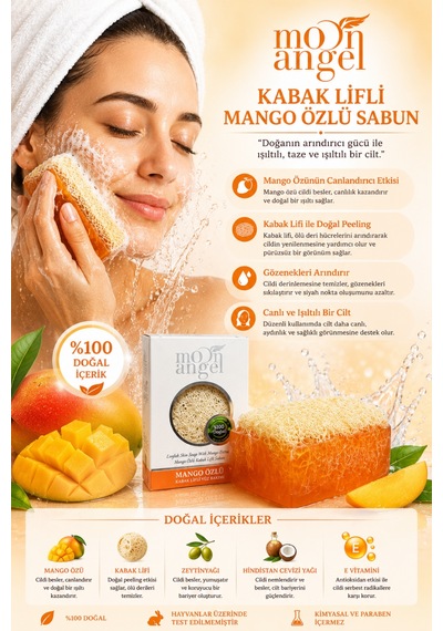 Kabak Lifli Sabun Mango Özlü Nemlendirici Ve Besleyici Cilt Bakım Sabunu