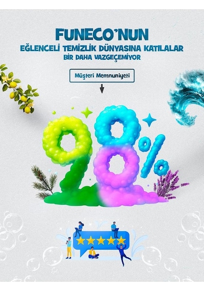 Funeco Klozet Tuvalet Wc Temizleyici, 1 Kutuda 4 Paket 300g , Aktif Köpüklü, Doğa Dostu, Okyanus