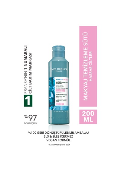 Yves Rocher Makyaj Temizleme Sütü-hassas Cilt-pure Algue Sensitive Yatıştırıcı Botanik Kompleks 200ml