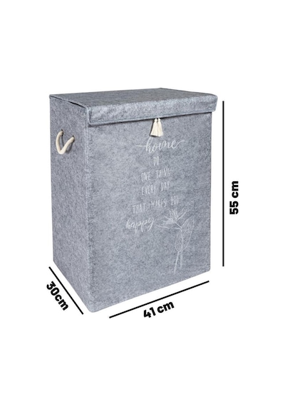 Digithome Keçe Kapaklı Çamaşır Sepeti 55x41x30 Cm Gri - 103488 C1-1-152 Diğer