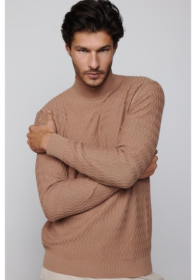 Tudors Slim Fit Dar Kesim Yarım Balıkçı Yaka Desenli Tüylenmeyen Bej Erkek Triko Kazak-29582-bej Bej Tudors Slim Fit Dar Kesim Yarım Balıkçı Yaka Desenli Tüylenmeyen Bej Erkek Triko Kazak-29582-bej Bej