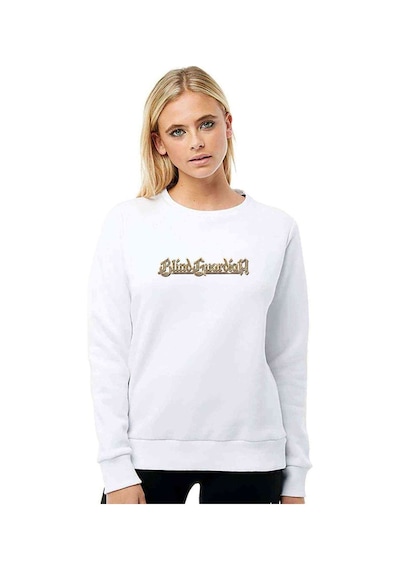 Blind Guardian Logo Baskılı Beyaz Kadın Sweatshirt