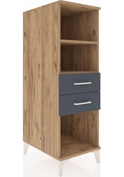 Kronos Dolap 2 Raflı 2 Çekmeceli 44x59x134 Çam-antrasit Çam