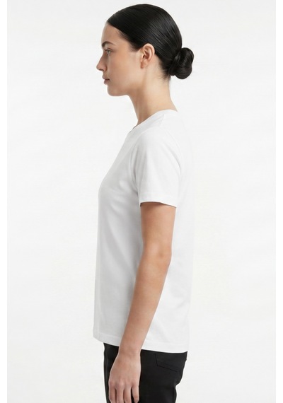 Goffra Kadın Vision Bisiklet Yaka Premium Kalite Yoğun Dokulu Pamuklu T-shirt Beyaz W101-r0220-01
