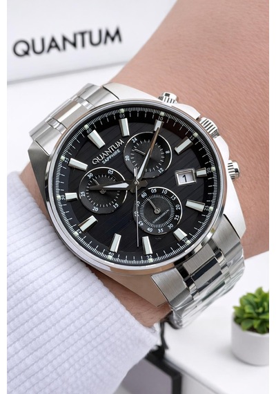 Quantum Sapphire Camlı İtalyan Bileklik Hediyeli 2 Yıl Garantili 10 Atm Erkek Kol Saati 1122.351 Gümüş
