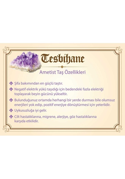 1000 Ayar Gümüş Kazaz Püsküllü Küre Kesim Ametist Doğaltaş Tesbih N11.224