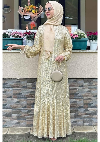 Rabia Şamlı Pırıl Gold Elbise Sarı