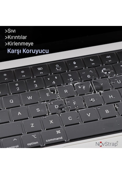 Macbook Air 13.6 İle Uyumlu Klavye Koruyucu Türkçe Q Şeffaf Silikon A2681 M2, A3113 M3, A3240
