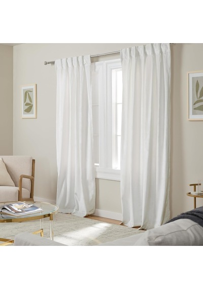 Exclusive Home Curtains, Kadife Pp Pinch Pileli Perde Paneli, 27x84, Kış Beyazı
