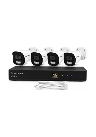 Uniywell Nvr-66mıp3hkıt 3 Mp Bullet Kameralı 4 Lü Ip Sesli Poe Güvenlik Seti
