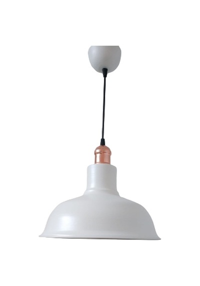 Retro Metal Dekoratif Beyaz İçi Beyaz Bakır Duylu Tekli Sarkıt Avize Çap:30 Cm-dy1119