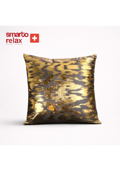 Smarto Relax Dolgulu Kırlent Tekli Antibakteriyel Desenli Dekoratif 47x47 Cm Siyah - Altın