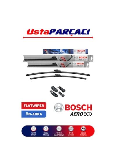 Bosch Fiat Punto Evo 2005-2017 Aeroeco-rear Ön Arka Silecek Takımı H301