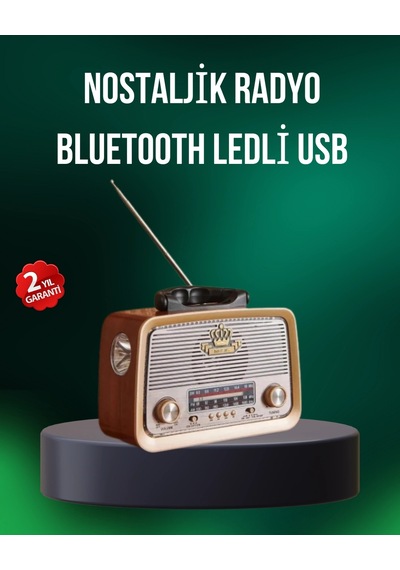 Hubrendy Tekno Taşınabilir Nostalji Radyo Bluetooth Usb Aux Girişli