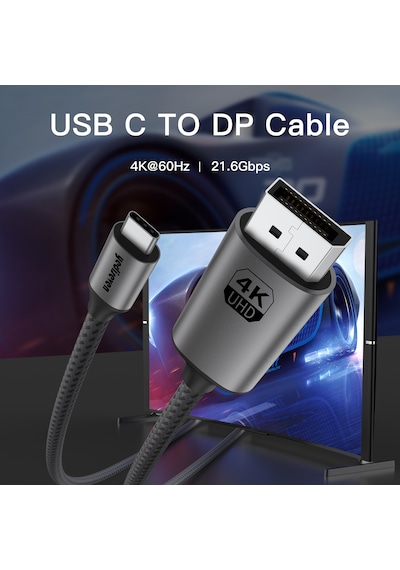 Yediseven Type C To Displayport 1.4 Thunderbolt Görüntü 4k60hz 2m