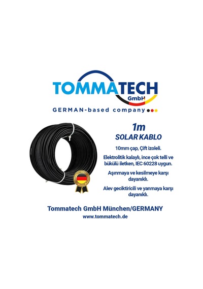 10mm Solar Güneş Paneli Kablosu Siyah 1m