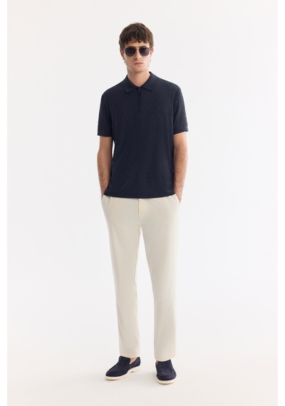 Avva Erkek Lacivert Kıvrılmaz Polo Yaka Fermuarlı Regular Fit T-shirt A61y1090