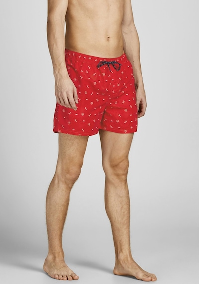 Jack & Jones Bulldog Logo Baskılı Deniz Şortu 12206071 Flame Scarlet Kırmızı