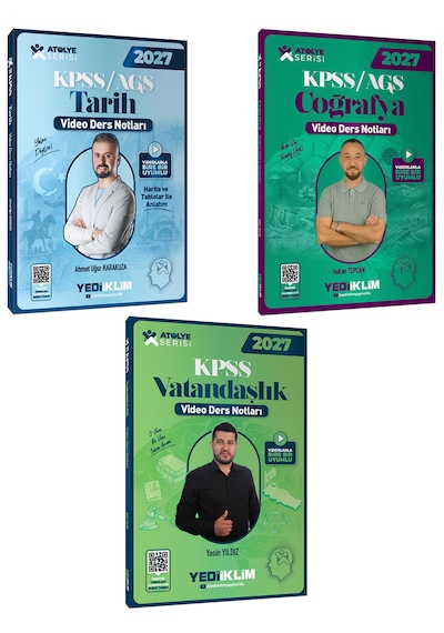 Yediiklim 2027 Kpss Atölye Serisi Genel Kültür Tarih Coğrafya Vatandaşlık Video Ders Notları 3 Lü Set