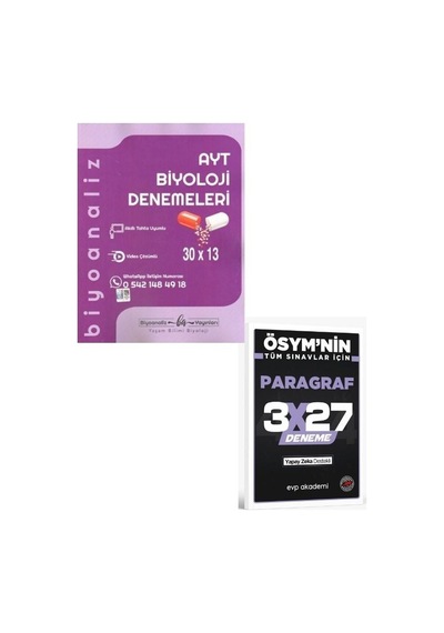 Biyoanaliz 2027 Ayt Biyoloji 30 X 13 Denemeleri+ Evp Akademi Paragraf
