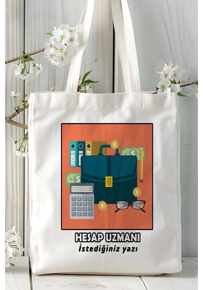 Art Hediye Hesap Uzmanı Baskılı Bez Omuz Çantası Kişiye Özel Model 3 Çok Renkli