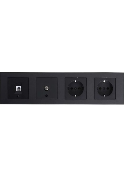 Ovivo Grano Siyah Topraklı Priz Topraklı Priz Tv Uydu Prizi Nümeris 4 Lü Çerçeve 4 Lü Set