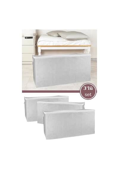 3 Lü Mega Boy Yorgan Hurcu Set, Yorgan Yastık Battaniye Kıyafet Çamaşır Düzenleyici 80x60cm 3 Adet Beyaz - Gri 3 Lü Mega Boy Yorgan Hurcu Set, Yorgan Yastık Battaniye Kıyafet Çamaşır Düzenleyici 80x60cm 3 Adet Beyaz - Gri
