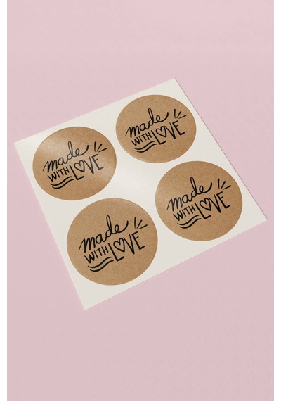 Kraft Kalpli Made With Love Sticker 3x3cm St2295 Çok Renkli
