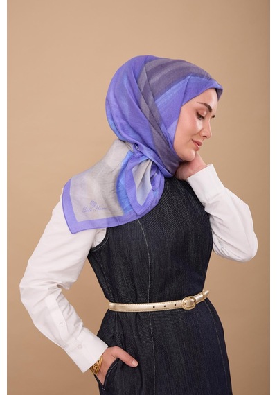Silk Home Olinda İpek Eşarp 47005-01 Gümüş, Mor, Mavi, Koyu Mor