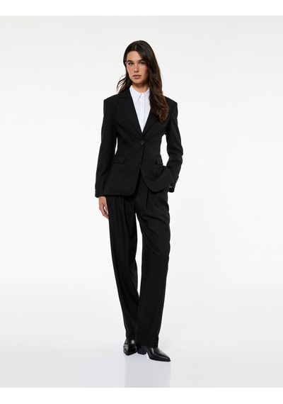 Koton Koton X Sibil Çetinkaya - Slim Fit Cepli Uzun Kollu Blazer Ceket Siyah 6wak50052pw